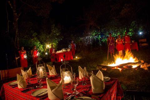 Bush dinner with traditional maasai entertainment